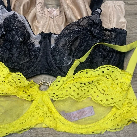Wacoal Hanes Fenty 3 Underwired Full Coverage Lace Bras Retro Chic Daisy Bows - Picture 3 of 10